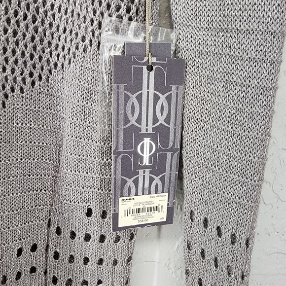 Jennifer Lopez Silver Gray Metallic Knit Sweater Size Medium NWT - Picture 4 of 6
